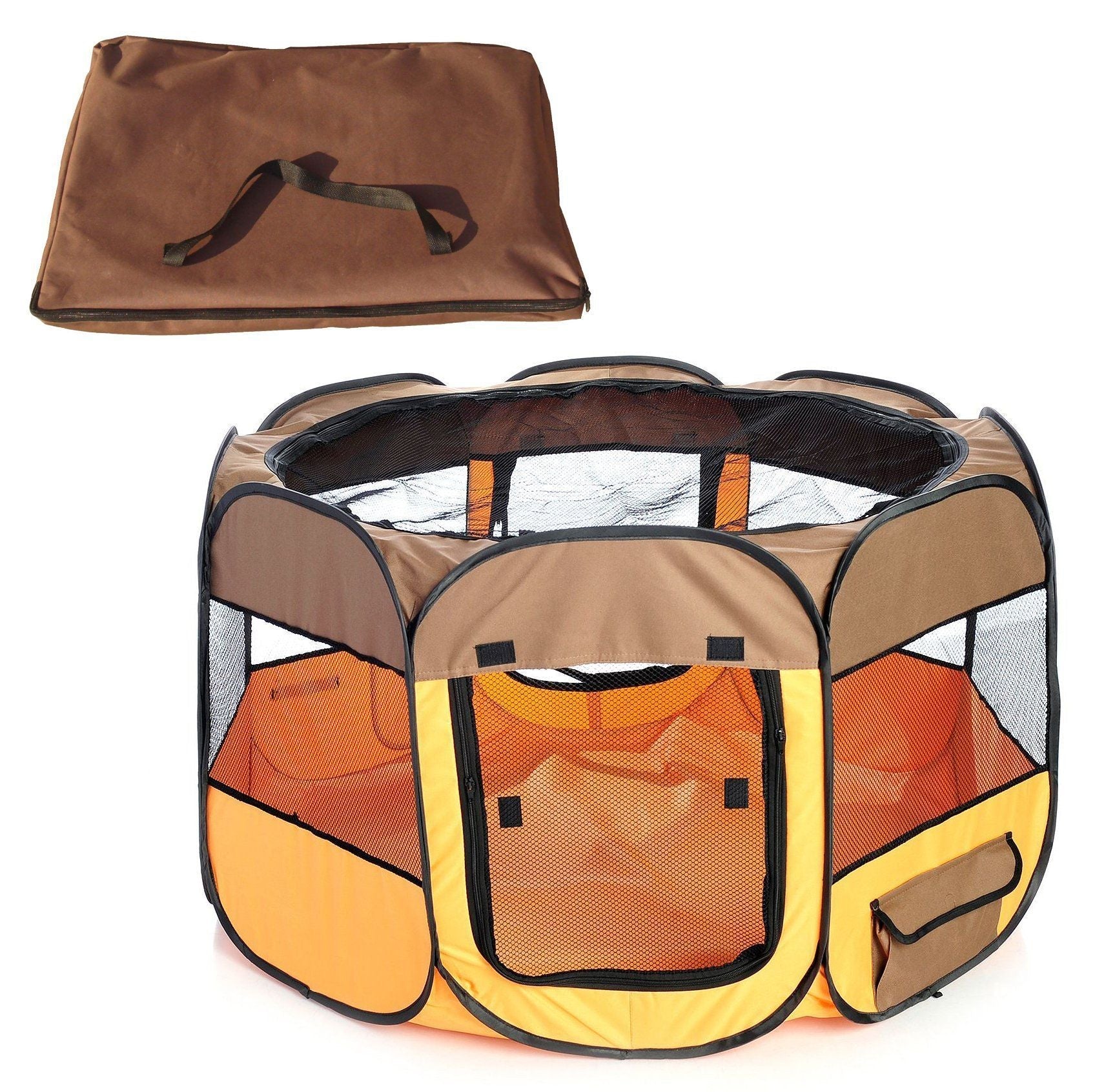 Pet Life ® 'All-Terrain' Lightweight Easy Folding Wire-Framed Collapsible Travel Pet Dog Playpen crate - BIG FRENCHIES