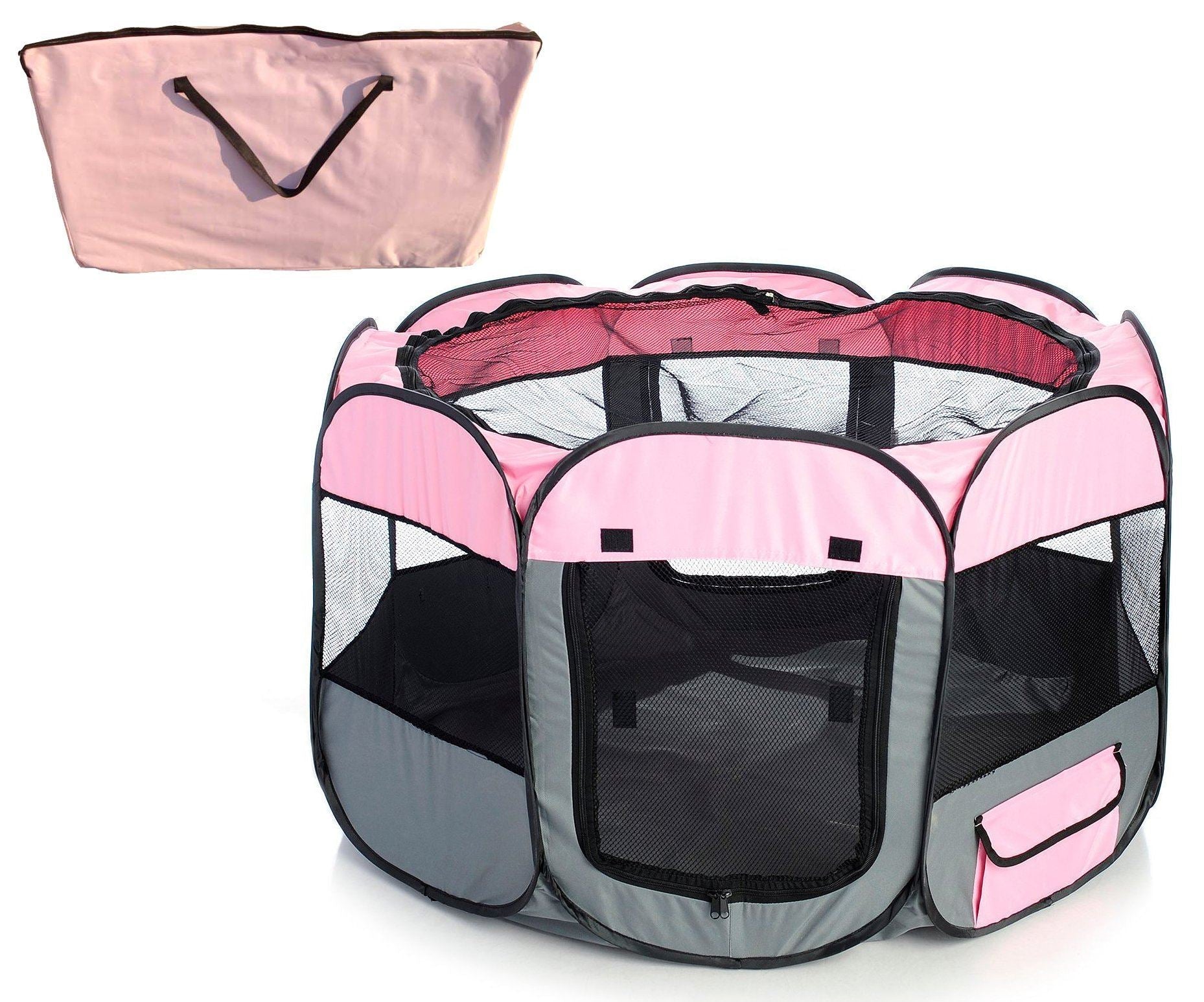 Pet Life ® 'All-Terrain' Lightweight Easy Folding Wire-Framed Collapsible Travel Pet Dog Playpen crate - BIG FRENCHIES