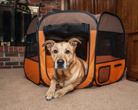 Pet Life ® 'All-Terrain' Lightweight Easy Folding Wire-Framed Collapsible Travel Pet Dog Playpen crate - BIG FRENCHIES