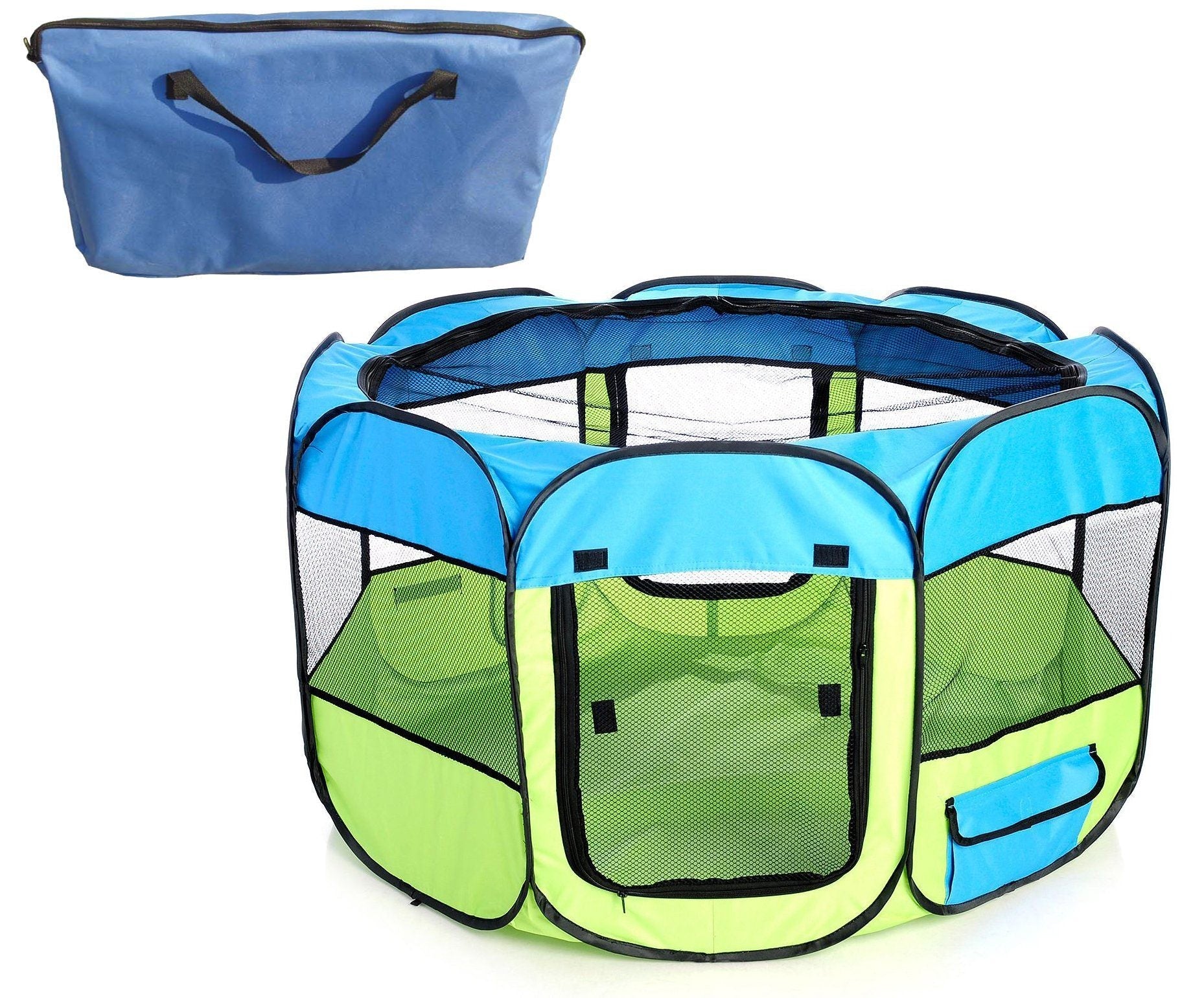 Pet Life ® 'All-Terrain' Lightweight Easy Folding Wire-Framed Collapsible Travel Pet Dog Playpen crate - BIG FRENCHIES