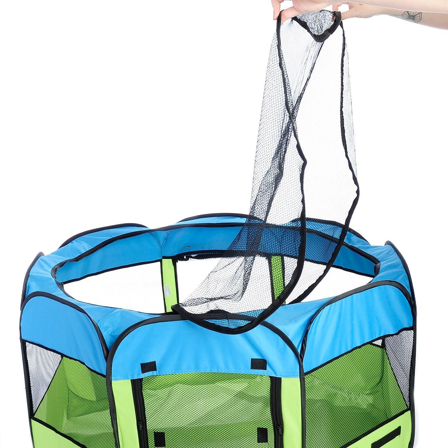 Pet Life ® 'All-Terrain' Lightweight Easy Folding Wire-Framed Collapsible Travel Pet Dog Playpen crate - BIG FRENCHIES