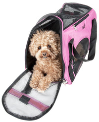 Pet Life ® 'Altitude Force' Airline Approved Sporty Zippered Folding Fashion Pet Dog Carrier - BIG FRENCHIES
