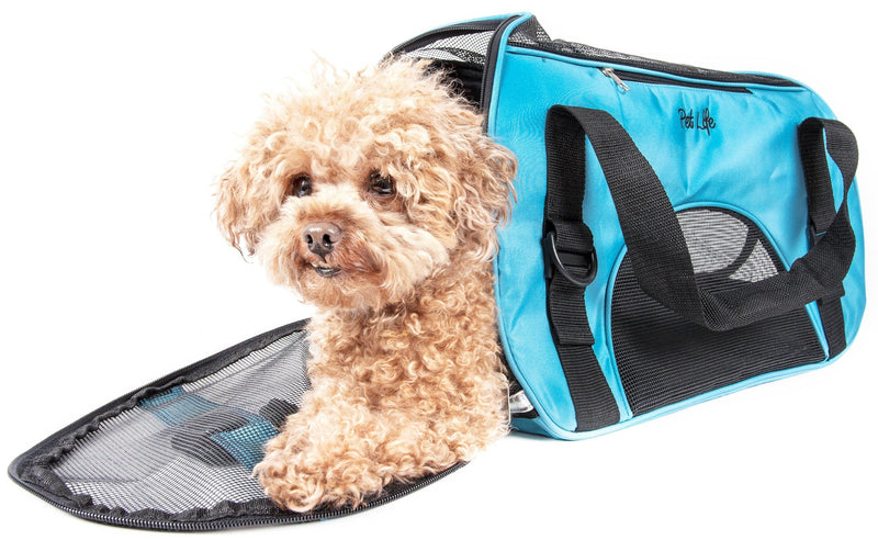 Pet Life ® 'Altitude Force' Airline Approved Sporty Zippered Folding Fashion Pet Dog Carrier - BIG FRENCHIES