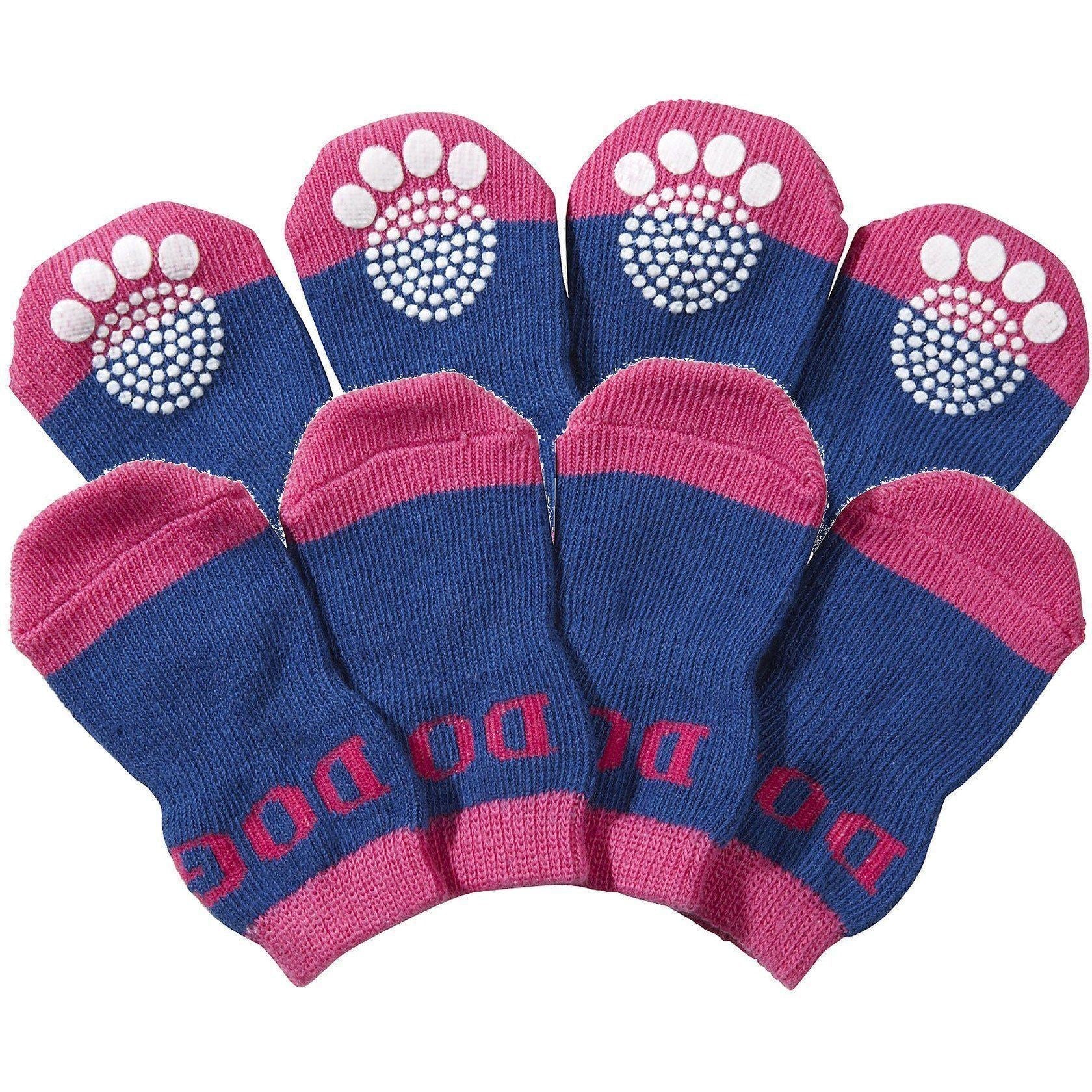 Pet Life ® Anti-Slip Rubberized Gripped Breathable Stretch Pet Dog Socks - Set of 4 - BIG FRENCHIES