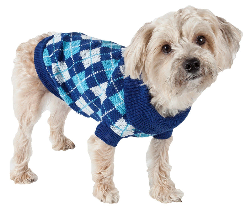Pet Life ® 'Argyle Style' Ribbed Knitted Fashion Designer Dog Sweater - BIG FRENCHIES