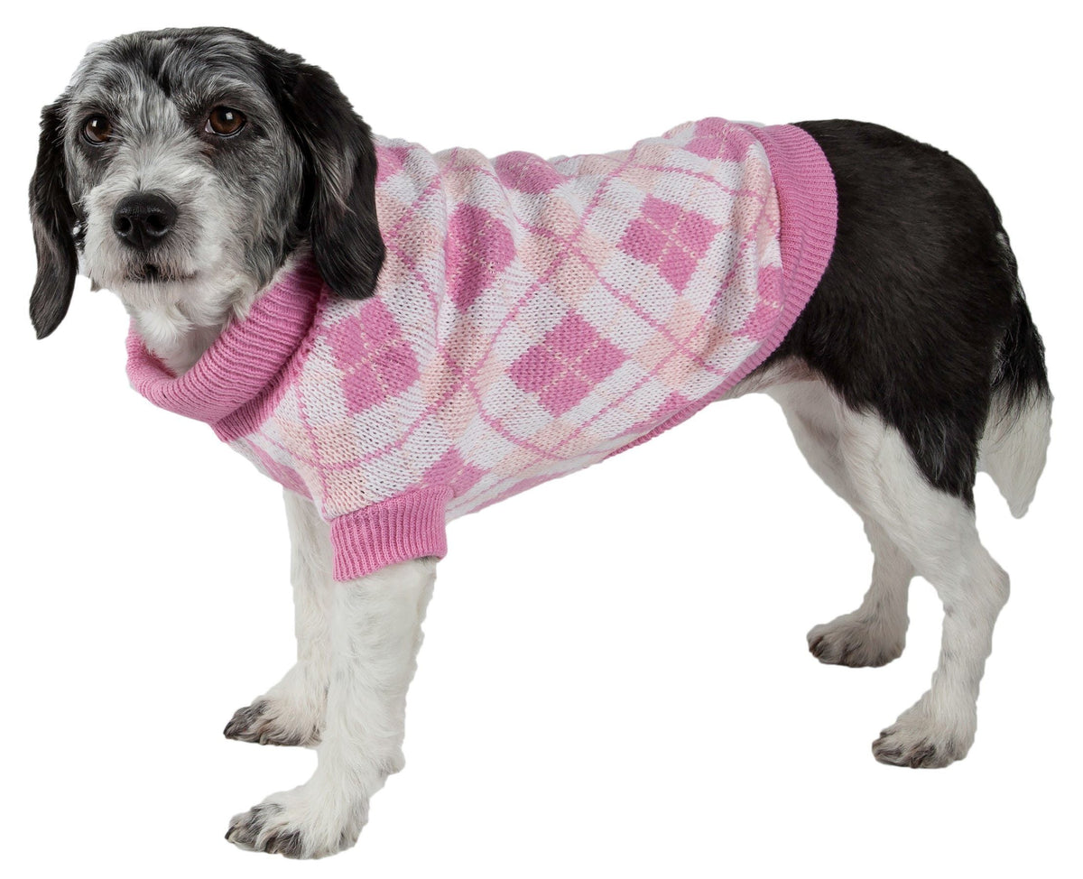 Pet Life ® 'Argyle Style' Ribbed Knitted Fashion Designer Dog Sweater - BIG FRENCHIES