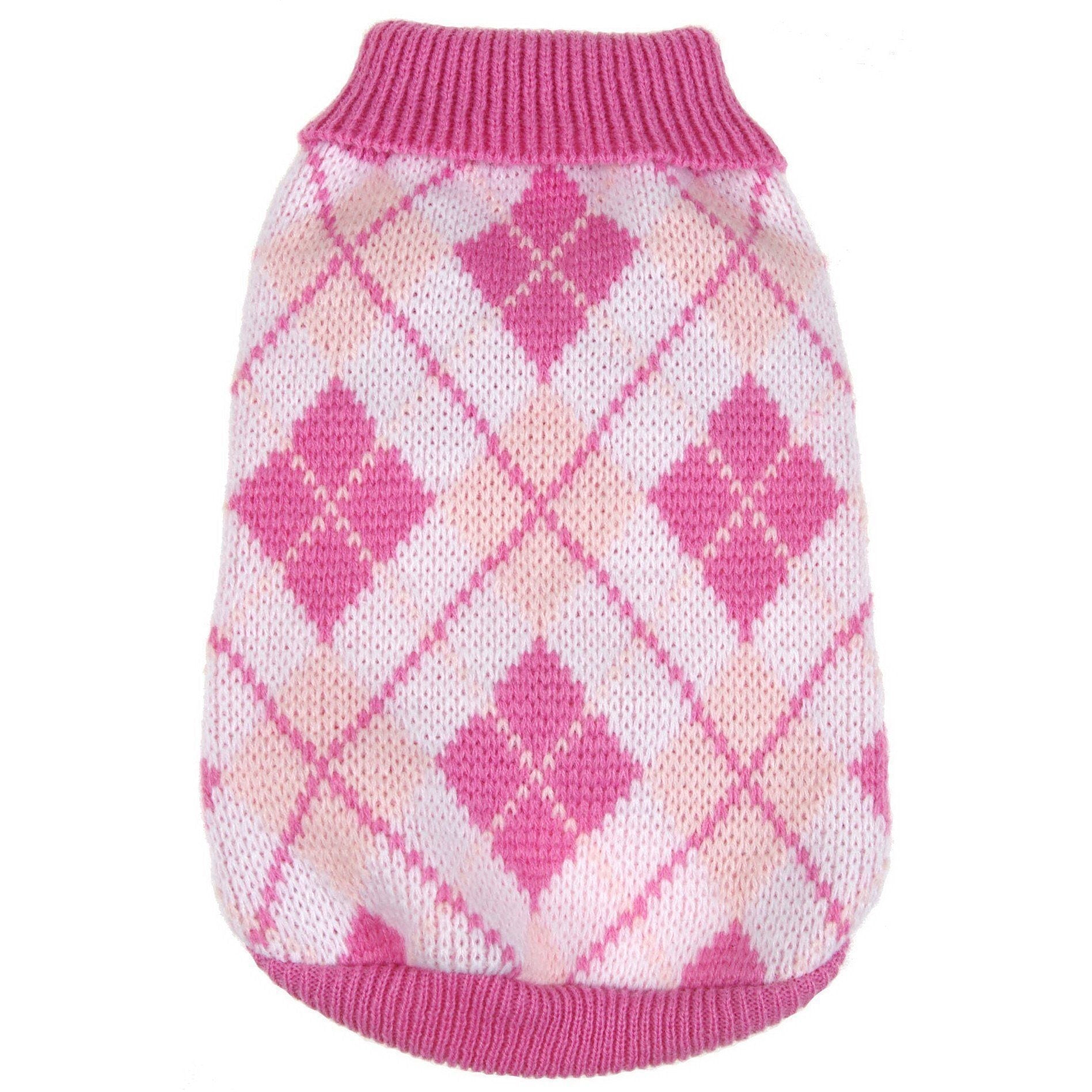 Pet Life ® 'Argyle Style' Ribbed Knitted Fashion Designer Dog Sweater - BIG FRENCHIES