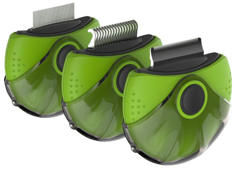 Pet Life ® 'Axler' Triple Rotating Rake Deshedder and Dematting Grooming Pet Comb - BIG FRENCHIES