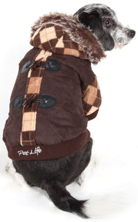 Pet Life ® 'Aygyle Style' 3M Insulated Designer Patterned Suede Dog Coat w/ Removable Hood - BIG FRENCHIES