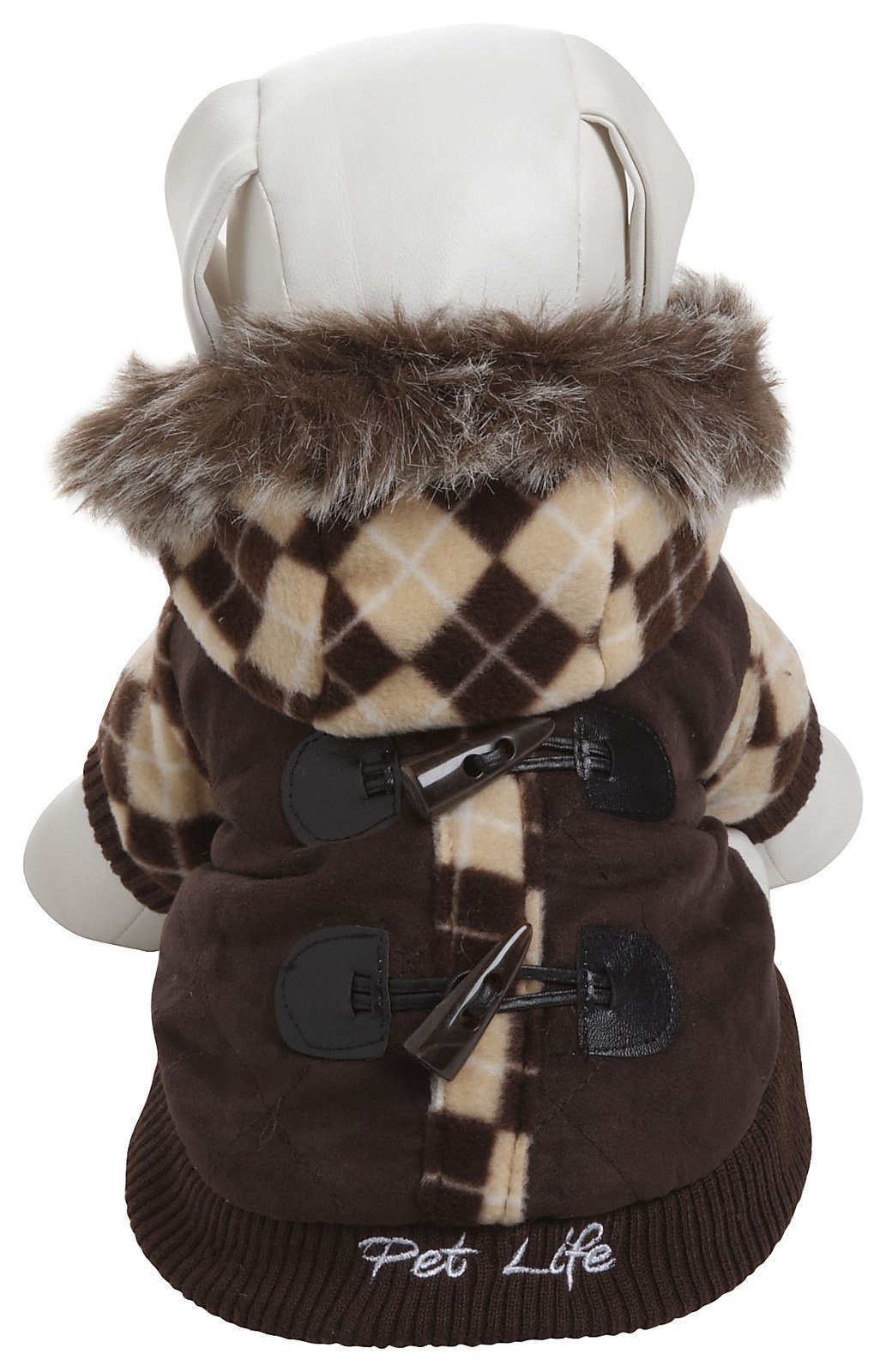 Pet Life ® 'Aygyle Style' 3M Insulated Designer Patterned Suede Dog Coat w/ Removable Hood - BIG FRENCHIES