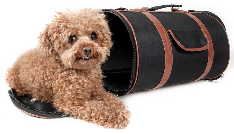 Pet Life ® 'Bark Avenue' Cylindrical Airline Approved Fashion Designer Posh Pet Dog Carrier - BIG FRENCHIES