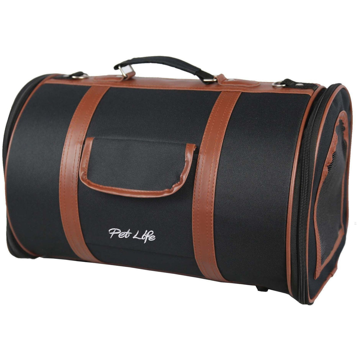 Pet Life ® 'Bark Avenue' Cylindrical Airline Approved Fashion Designer Posh Pet Dog Carrier - BIG FRENCHIES