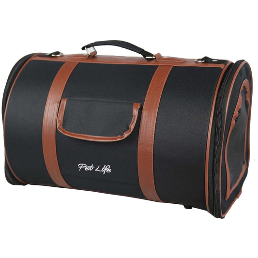 Pet Life ® 'Bark Avenue' Cylindrical Airline Approved Fashion Designer Posh Pet Dog Carrier - BIG FRENCHIES
