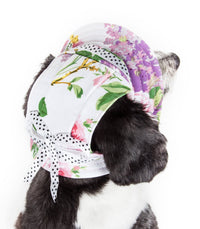 Pet Life ® 'Botanic Bark' Floral UV Protectant Adjustable Fashion Canopy Brimmed Dog Hat Cap - BIG FRENCHIES