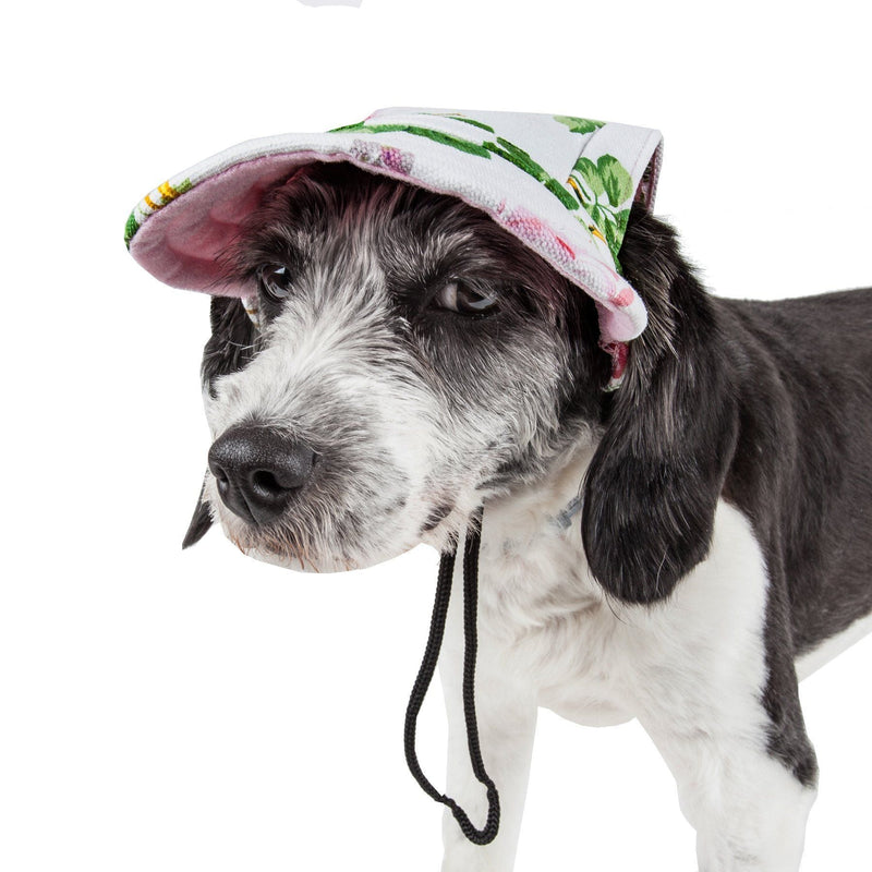 Pet Life ® 'Botanic Bark' Floral Uv Protectant Adjustable Fashion Dog Hat Cap - BIG FRENCHIES