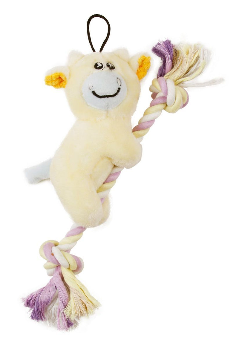 Pet Life ® 'Broom-Lick' Plush and Jute Rope Squeaking Newborn Cat and Dog Toy - BIG FRENCHIES
