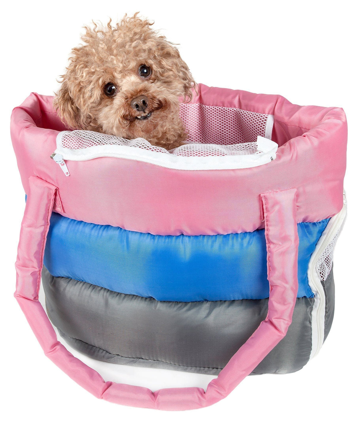 Pet Life ® 'Bubble-Poly' Tri-Colored Winter Insulated Fashion Designer Pet Dog Carrier - BIG FRENCHIES