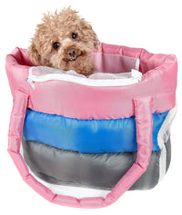 Pet Life ® 'Bubble-Poly' Tri-Colored Winter Insulated Fashion Designer Pet Dog Carrier - BIG FRENCHIES