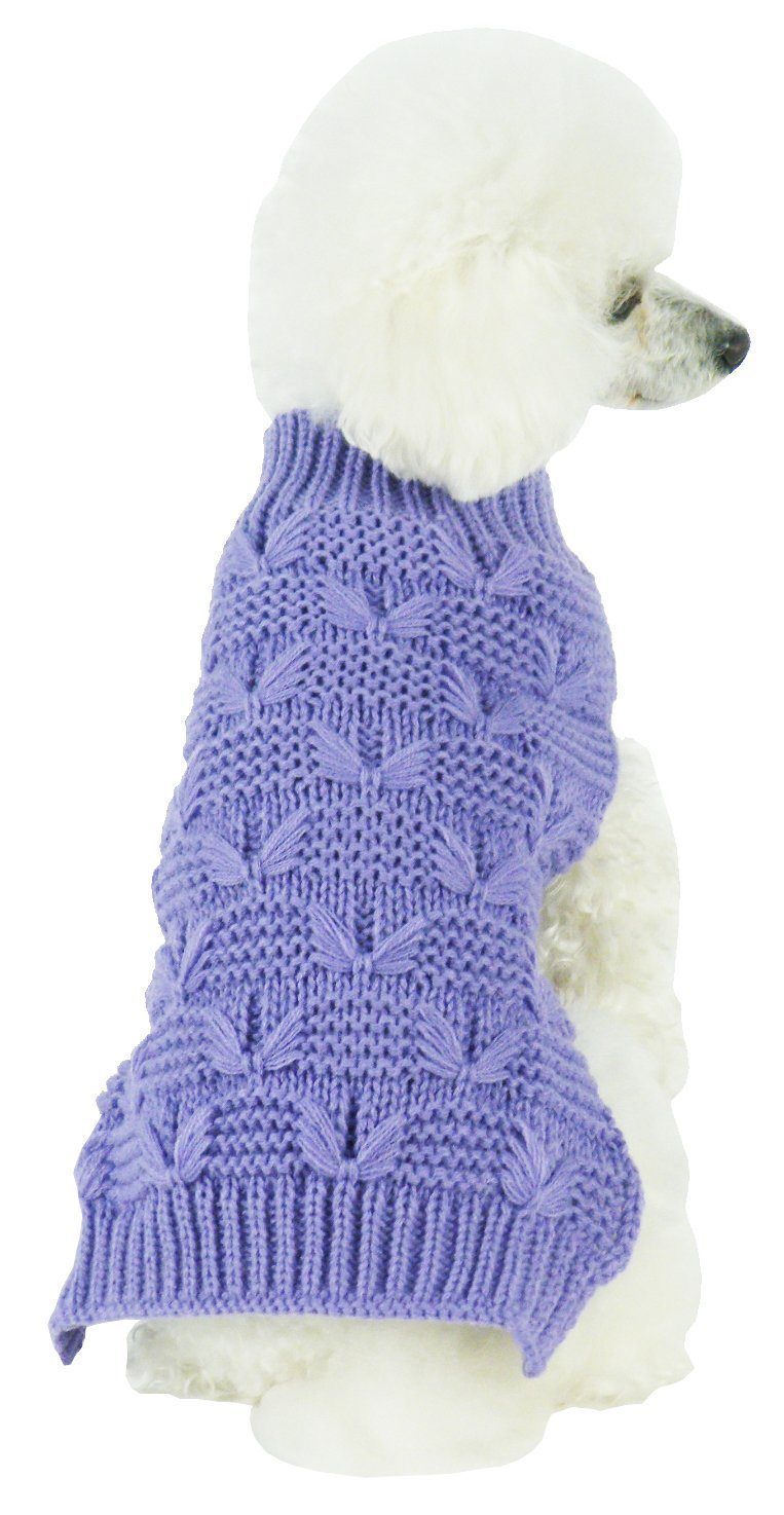 Pet Life ® Butterfly Stitched Heavy Cable Knitted Fashion Turtle Neck Dog Sweater - BIG FRENCHIES