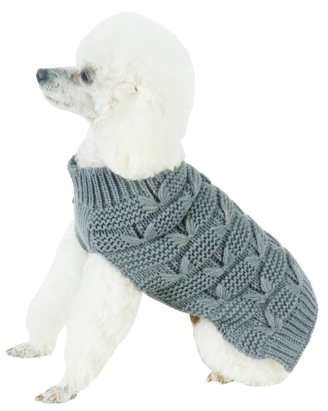 Pet Life ® Butterfly Stitched Heavy Cable Knitted Fashion Turtle Neck Dog Sweater - BIG FRENCHIES