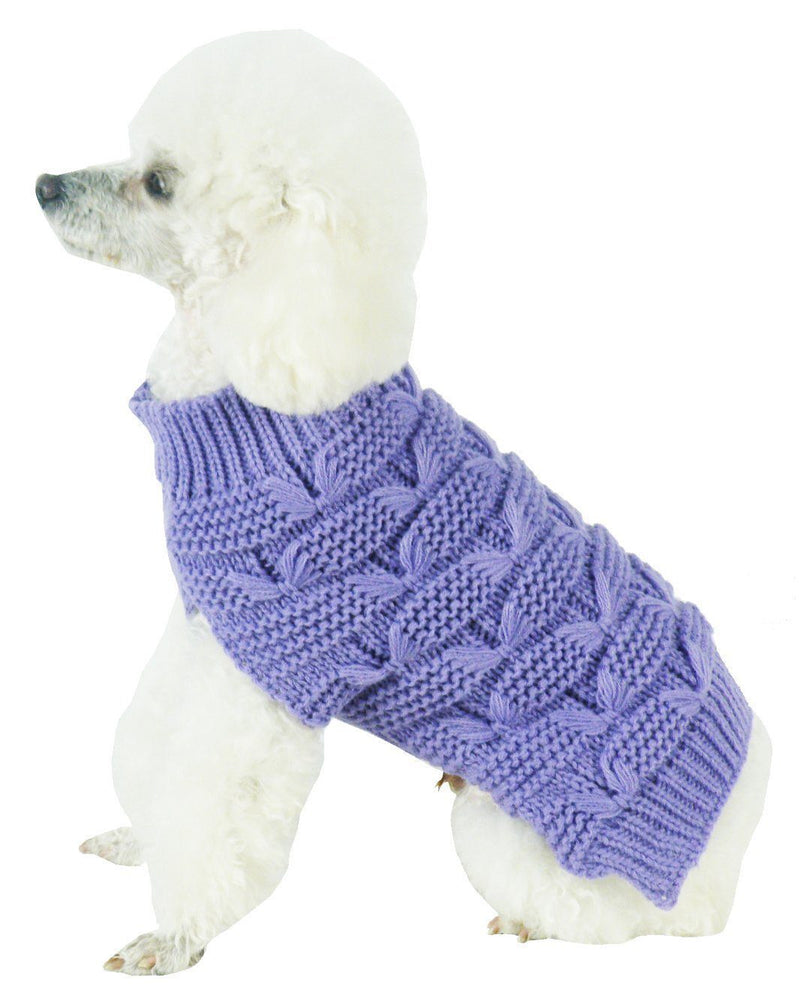 Pet Life ® Butterfly Stitched Heavy Cable Knitted Fashion Turtle Neck Dog Sweater - BIG FRENCHIES