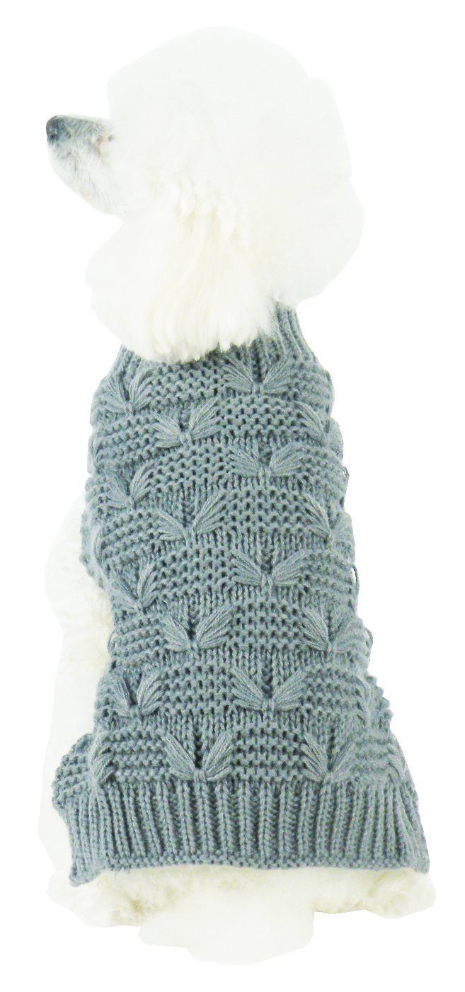 Pet Life ® Butterfly Stitched Heavy Cable Knitted Fashion Turtle Neck Dog Sweater - BIG FRENCHIES