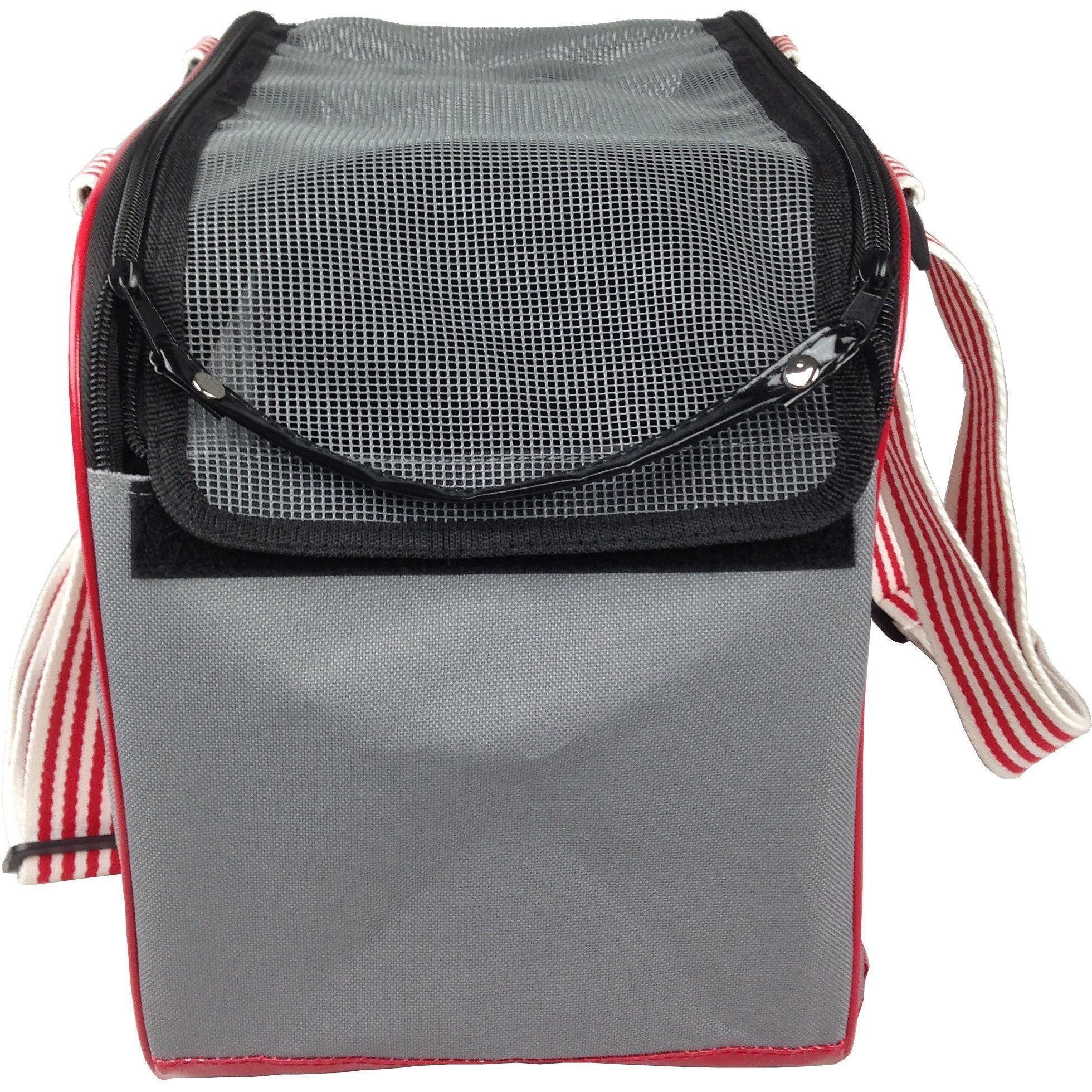 Pet Life ® 'Candy Cane' striped Fashion Designer Travel Pet Dog Carrier - BIG FRENCHIES
