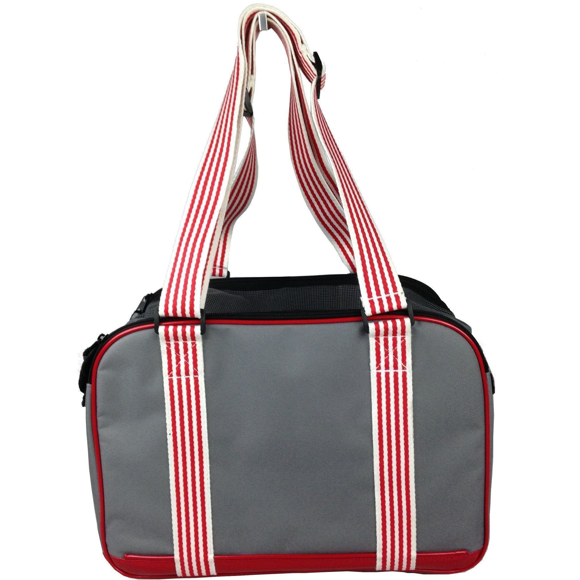 Pet Life ® 'Candy Cane' striped Fashion Designer Travel Pet Dog Carrier - BIG FRENCHIES