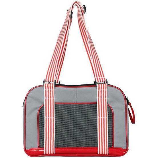 Pet Life ® 'Candy Cane' striped Fashion Designer Travel Pet Dog Carrier - BIG FRENCHIES