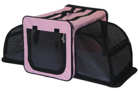 Pet Life ® 'Capacious' Dual-Sided Expandable Spacious Wire Folding Collapsible Lightweight Pet Dog Crate Carrier House - BIG FRENCHIES