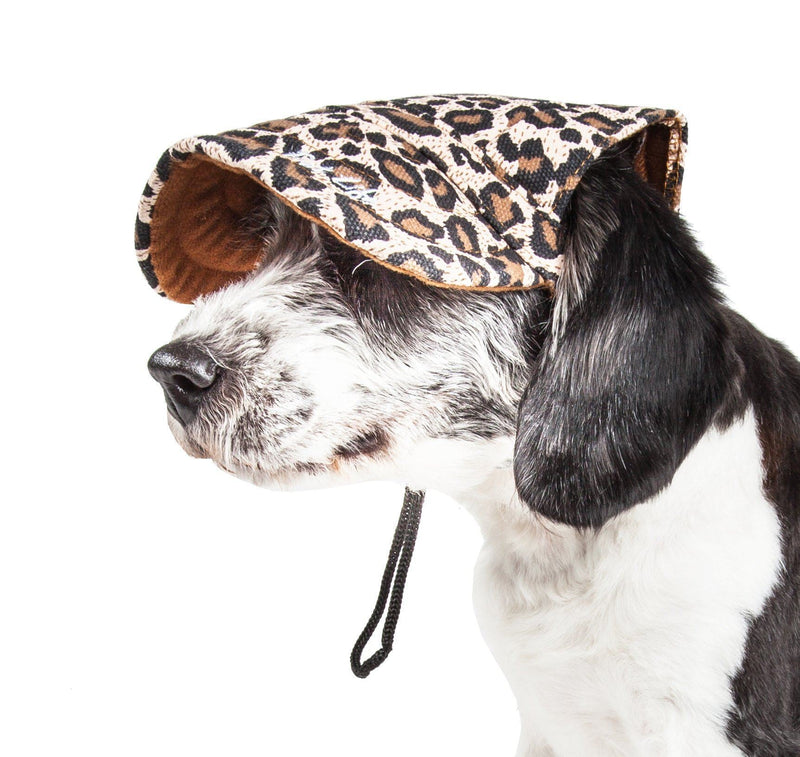 Pet Life ® 'Cheetah Bonita' Cheetah Patterned Uv Protectant Adjustable Fashion Dog Hat Cap - BIG FRENCHIES