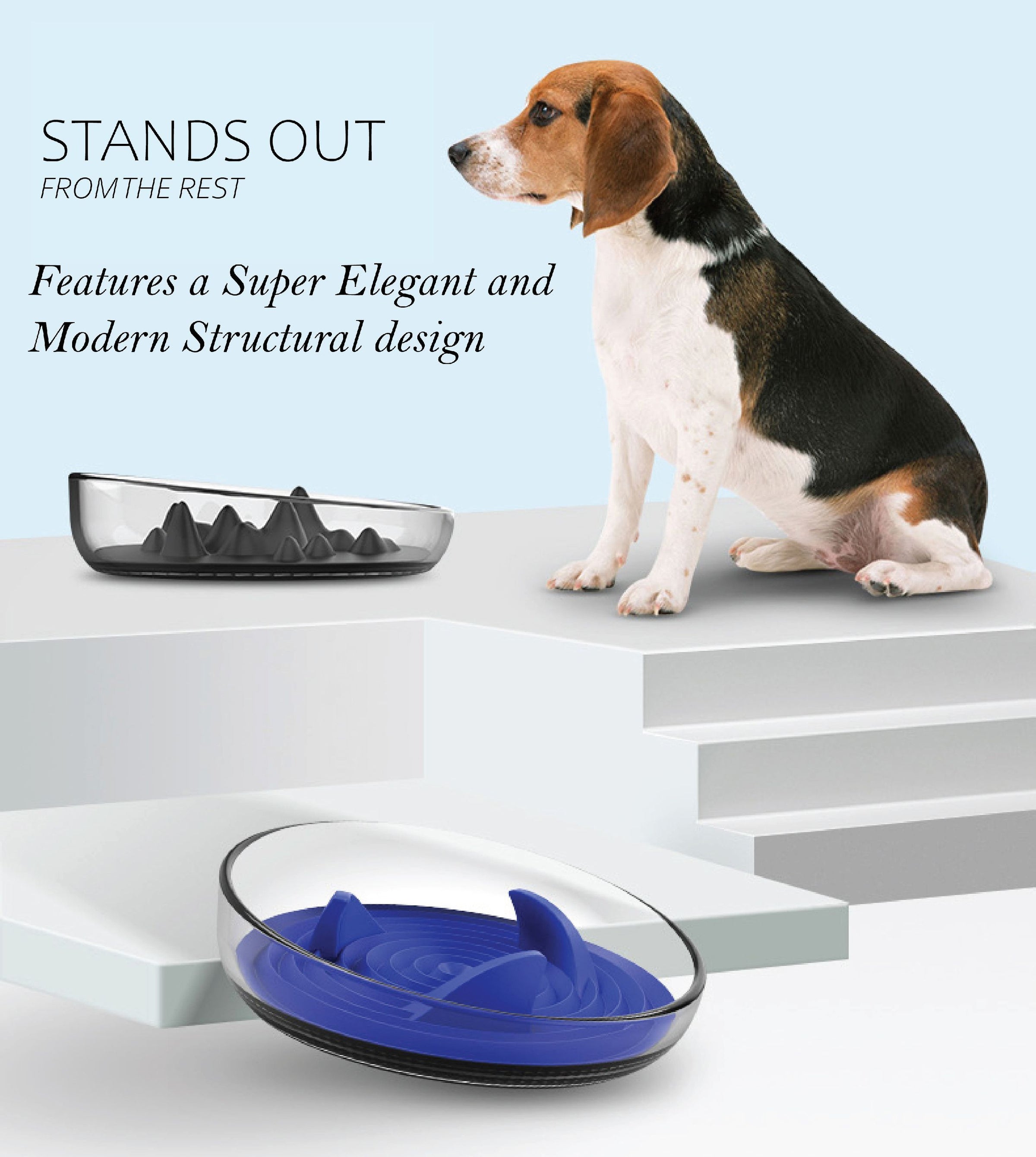 Pet Life ® 'Cirlicue' Mountain Shaped Modern Slow Feeding Pet Bowl - BIG FRENCHIES