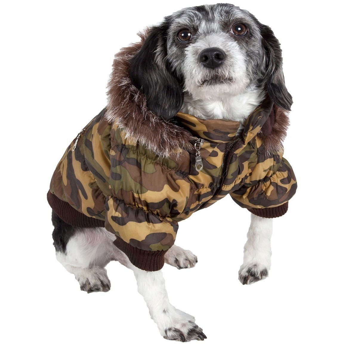 Pet Life ® Classic Metallic Fashion 3M Insulated Dog Coat Parka w/ Removable Hood - BIG FRENCHIES