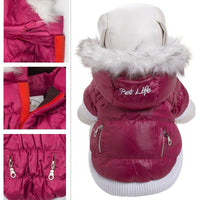 Pet Life ® Classic Metallic Fashion 3M Insulated Dog Coat Parka w/ Removable Hood - BIG FRENCHIES