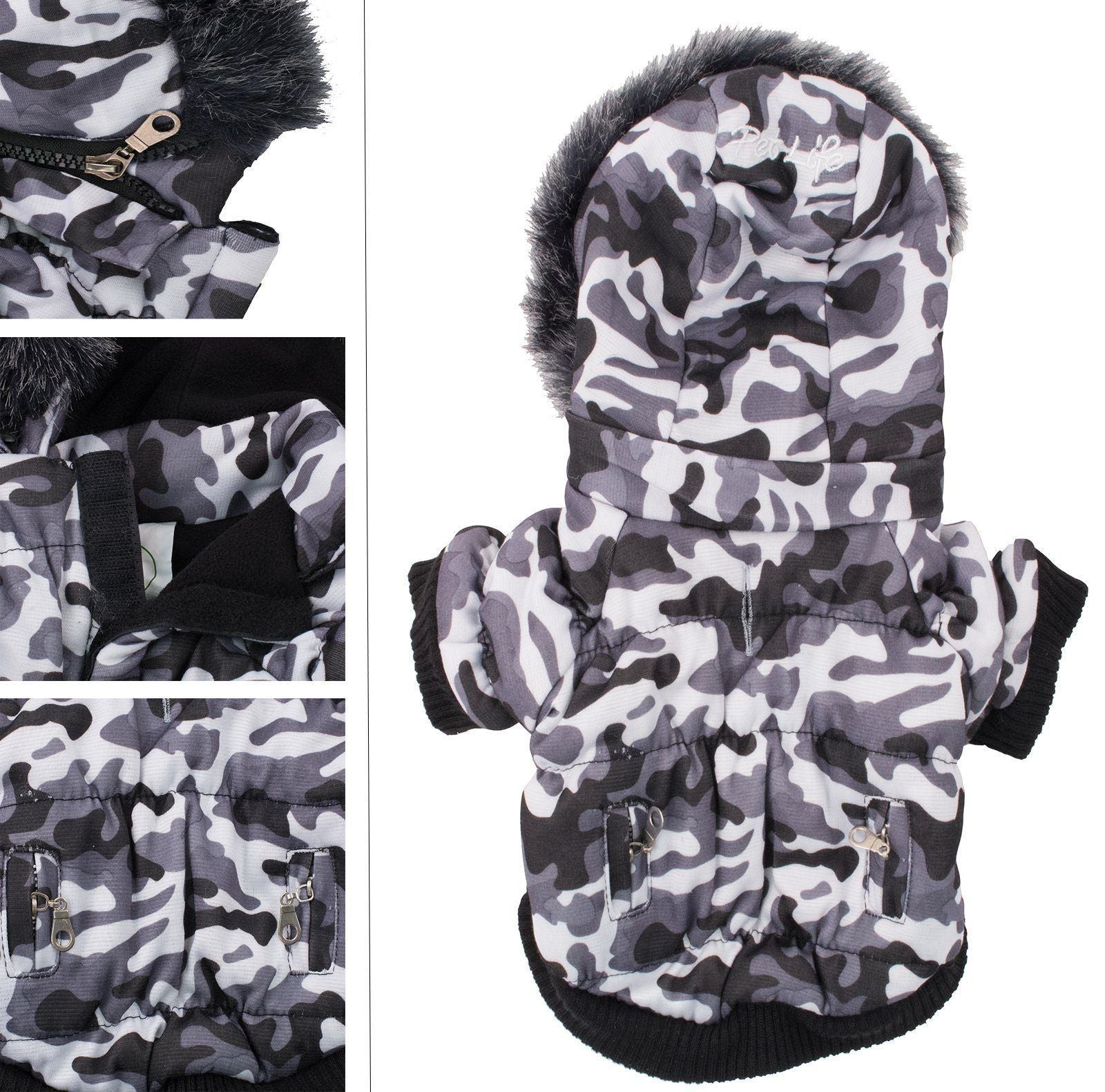 Pet Life ® Classic Metallic Fashion 3M Insulated Dog Coat Parka w/ Removable Hood - BIG FRENCHIES