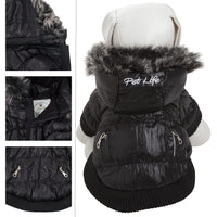 Pet Life ® Classic Metallic Fashion 3M Insulated Dog Coat Parka w/ Removable Hood - BIG FRENCHIES