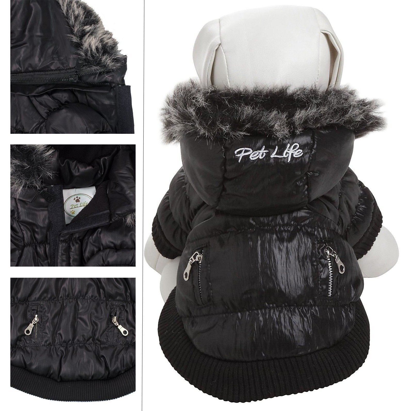 Pet Life ® Classic Metallic Fashion 3M Insulated Dog Coat Parka w/ Removable Hood - BIG FRENCHIES
