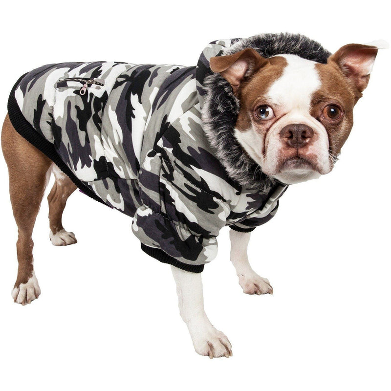 Pet Life ® Classic Metallic Fashion 3M Insulated Dog Coat Parka w/ Removable Hood - BIG FRENCHIES