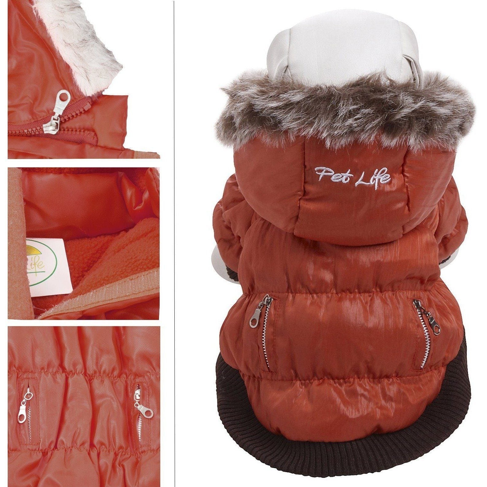 Pet Life ® Classic Metallic Fashion 3M Insulated Dog Coat Parka w/ Removable Hood - BIG FRENCHIES