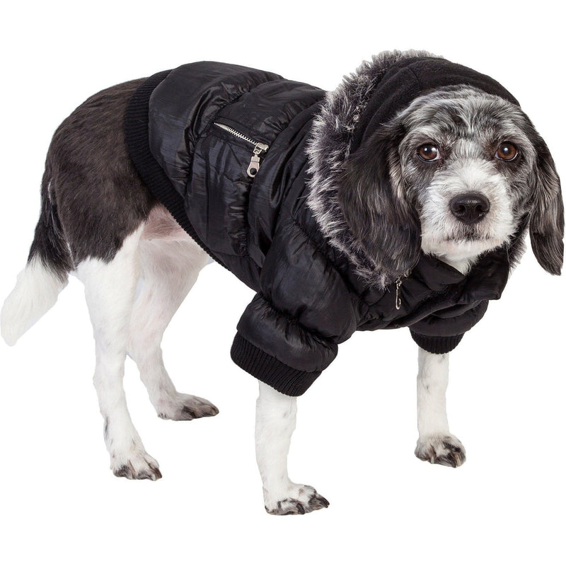 Pet Life ® Classic Metallic Fashion 3M Insulated Dog Coat Parka w/ Removable Hood - BIG FRENCHIES