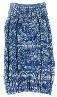 Pet Life ® Classical 'True Blue' Heavy Cable Knitted Ribbed Fashion Dog Sweater - BIG FRENCHIES