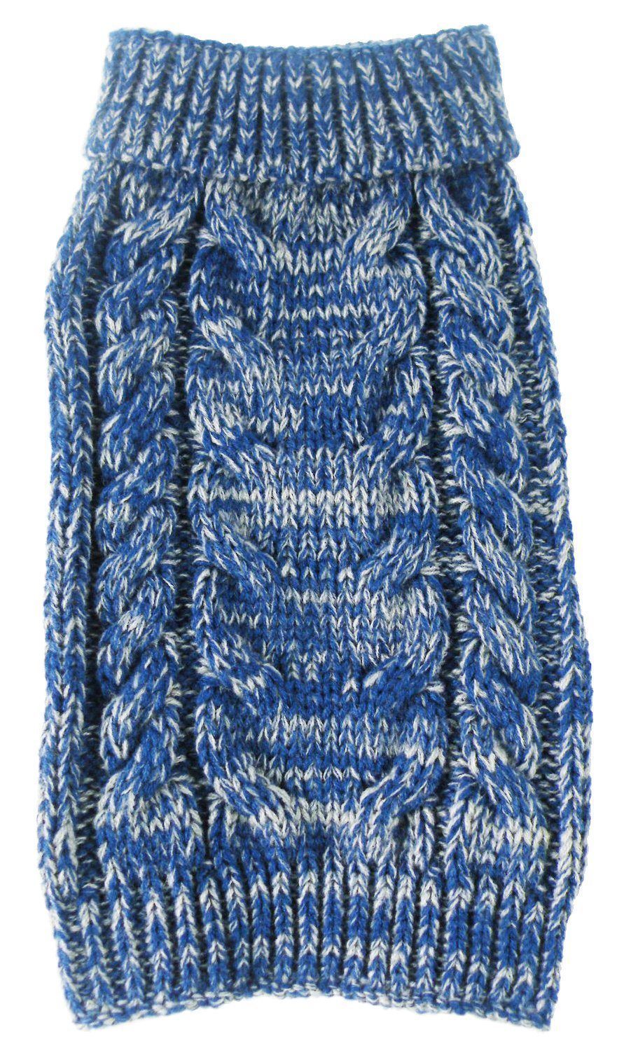 Pet Life ® Classical 'True Blue' Heavy Cable Knitted Ribbed Fashion Dog Sweater - BIG FRENCHIES
