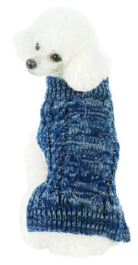 Pet Life ® Classical 'True Blue' Heavy Cable Knitted Ribbed Fashion Dog Sweater - BIG FRENCHIES