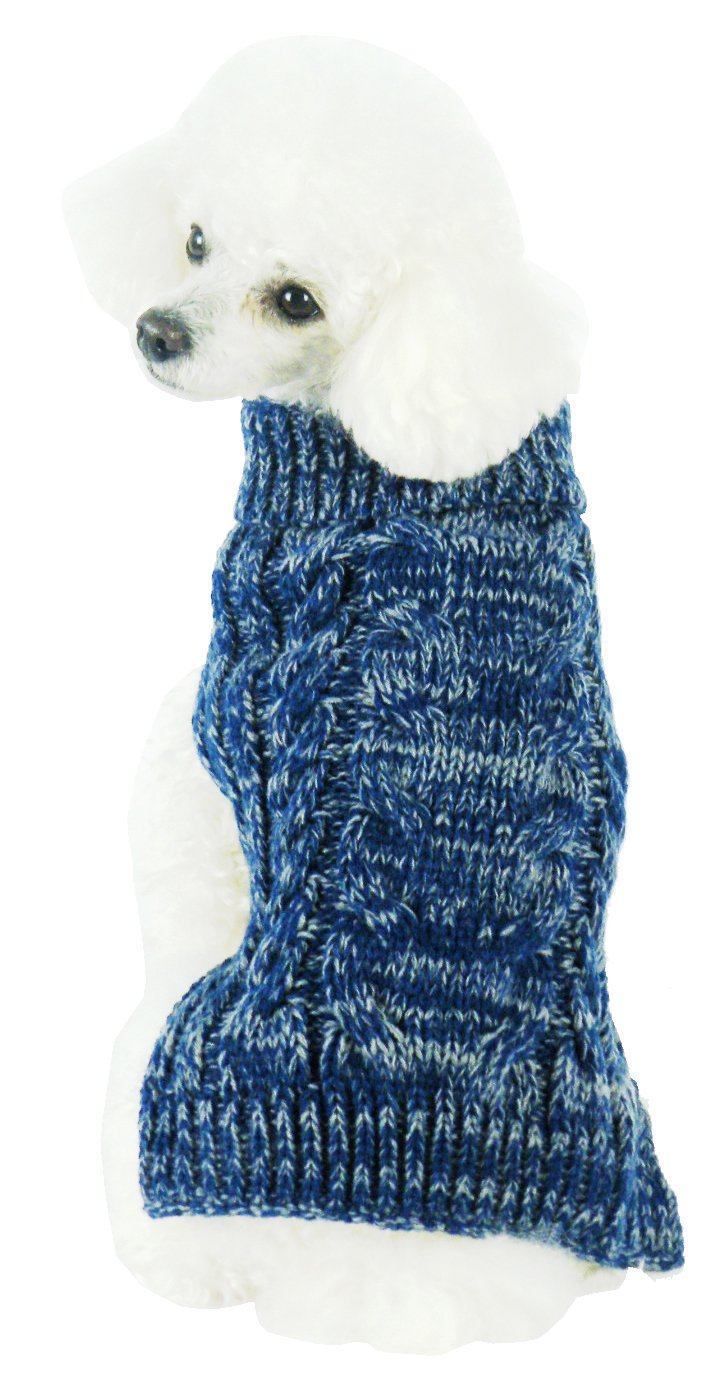 Pet Life ® Classical 'True Blue' Heavy Cable Knitted Ribbed Fashion Dog Sweater - BIG FRENCHIES