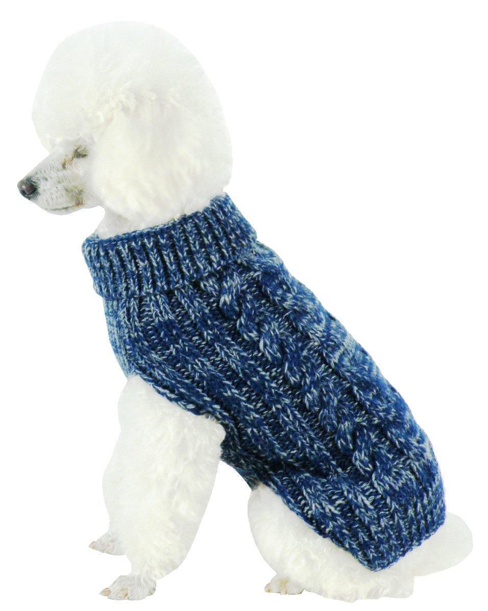 Pet Life ® Classical 'True Blue' Heavy Cable Knitted Ribbed Fashion Dog Sweater - BIG FRENCHIES