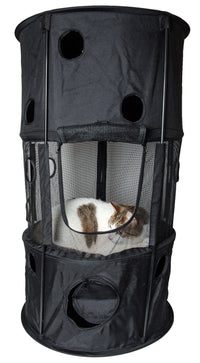 Pet Life ® 'Climber-Tree' Play-Active Travel Collapsible Lightweight Kitty Cat Tree House Lounger - BIG FRENCHIES