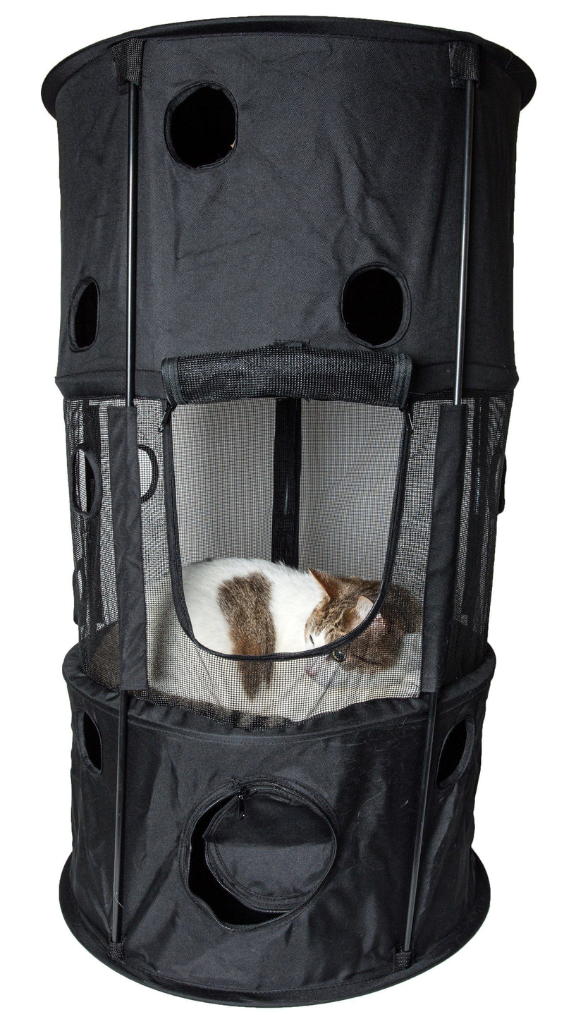 Pet Life ® 'Climber-Tree' Play-Active Travel Collapsible Lightweight Kitty Cat Tree House Lounger - BIG FRENCHIES