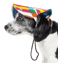 Pet Life ® 'Colorfur' Floral UV Protectant Adjustable Fashion Dog Hat Cap - BIG FRENCHIES