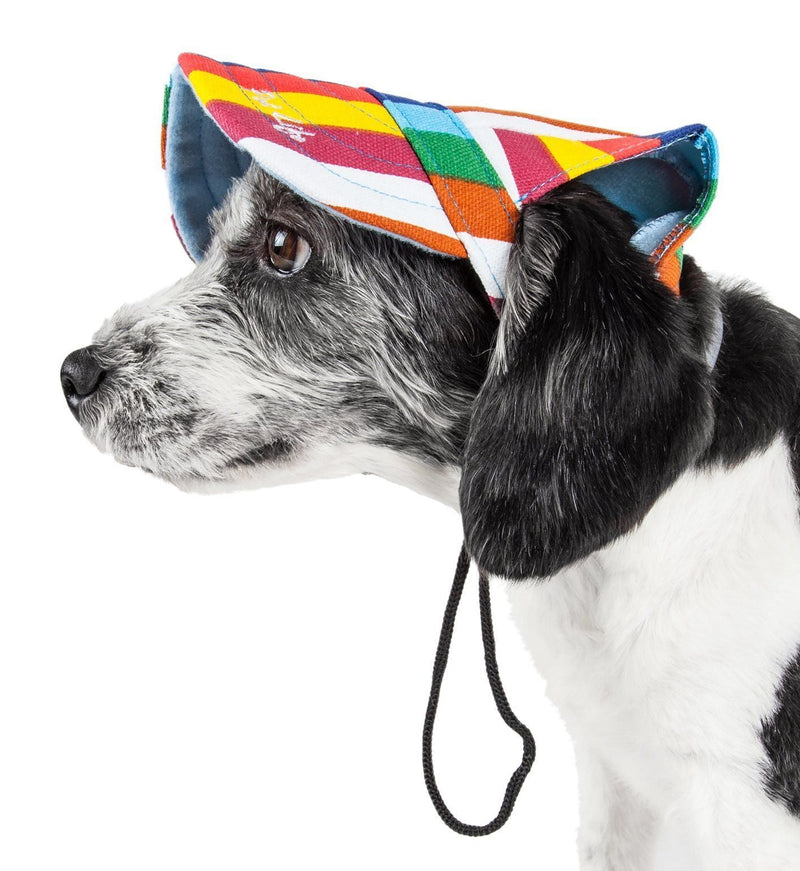 Pet Life ® 'Colorfur' Floral UV Protectant Adjustable Fashion Dog Hat Cap - BIG FRENCHIES
