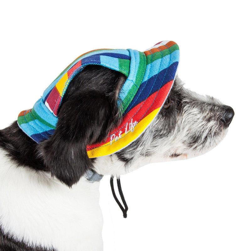 Pet Life ® 'Colorfur' UV Protectant Adjustable Fashion Canopy Brimmed Dog Hat Cap - BIG FRENCHIES
